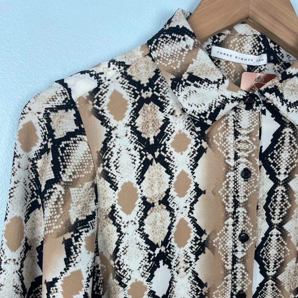 Three Eighty Two Mara Button Front Mini Dress In Python Reptile Size Small - Picture 7 of 16